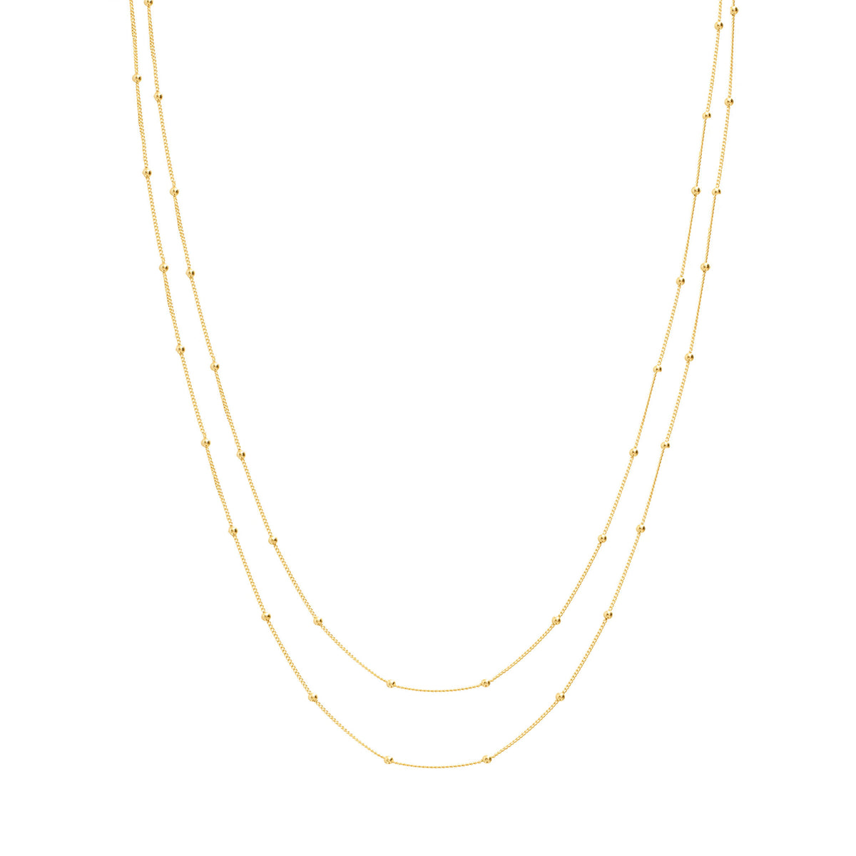 Gold Layering Necklace Satellite Double Chains | J Banzi Jewelry
